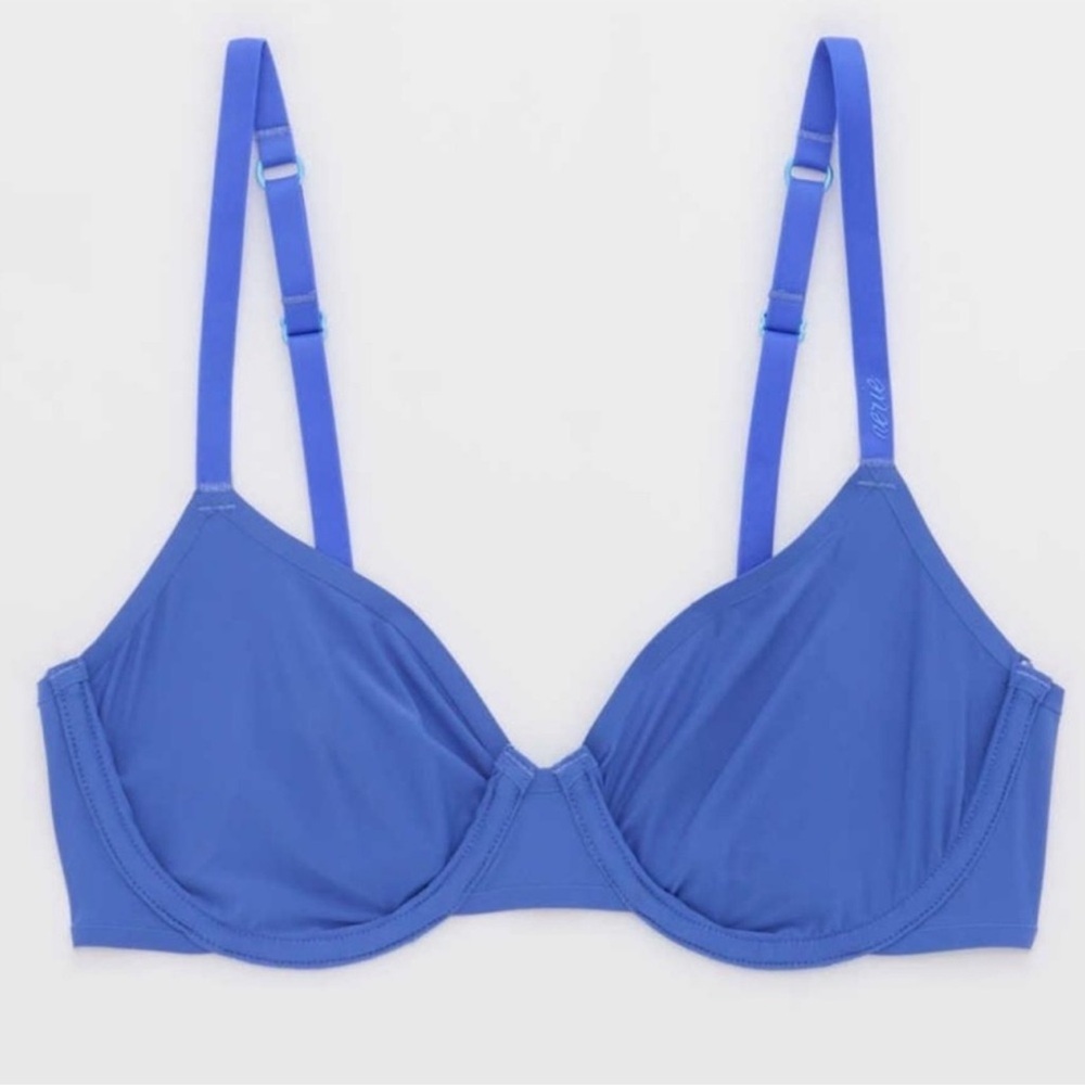 aerie blue smoothez bra mesh in blue full coverage